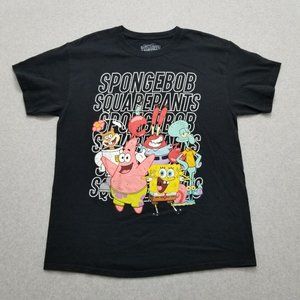 SpongeBob Shirt Mens Large Black Short Sleeve Crew Neck‎